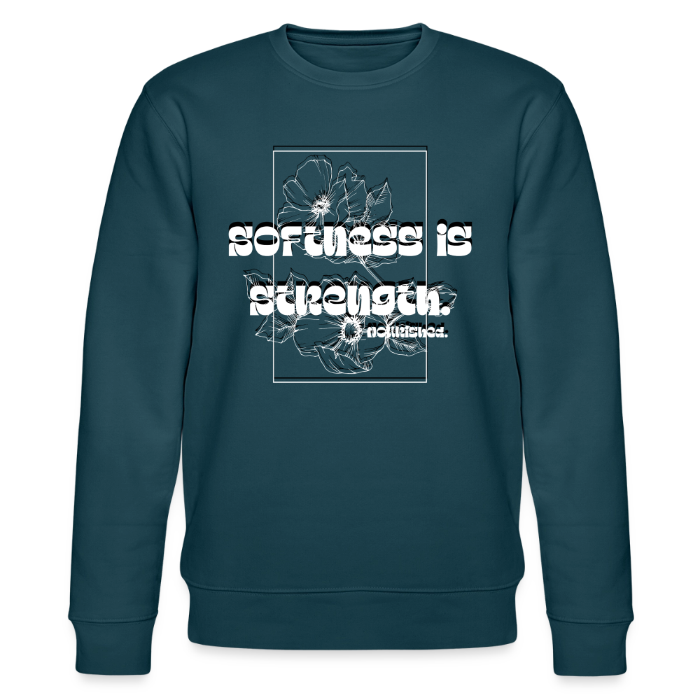 Softness is strenght | White on Black  | Unisex Organic Sweatshirt - stargazer