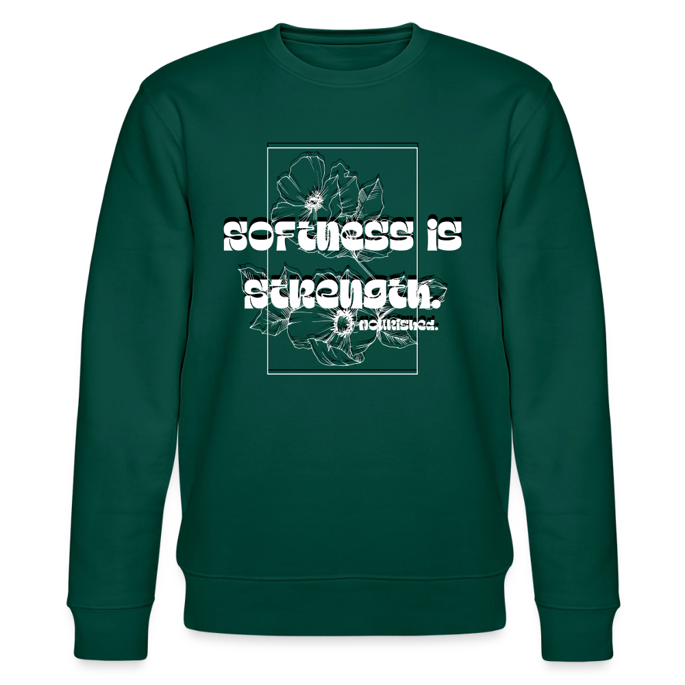 Softness is strenght | White on Black  | Unisex Organic Sweatshirt - forest